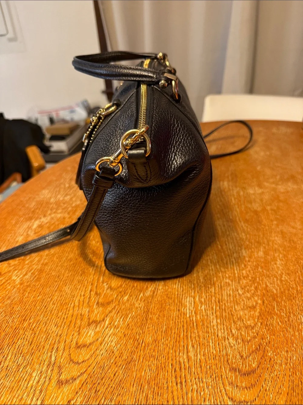 Coach Black Pebbled Leather Satchel with Gold Hardware